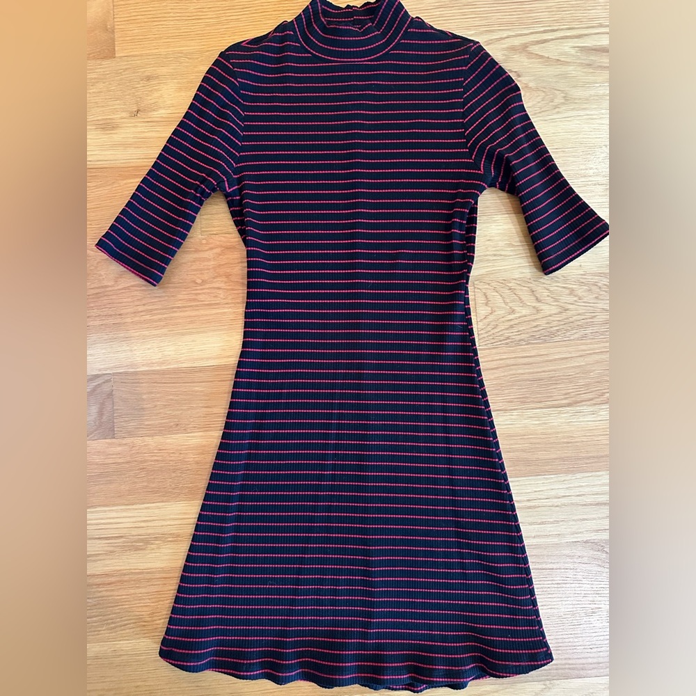 Reformation Striped Black and Red Mini Dress